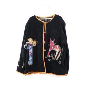 Vintage Abstract Crazy Cat Lady Cardigan Sweater
